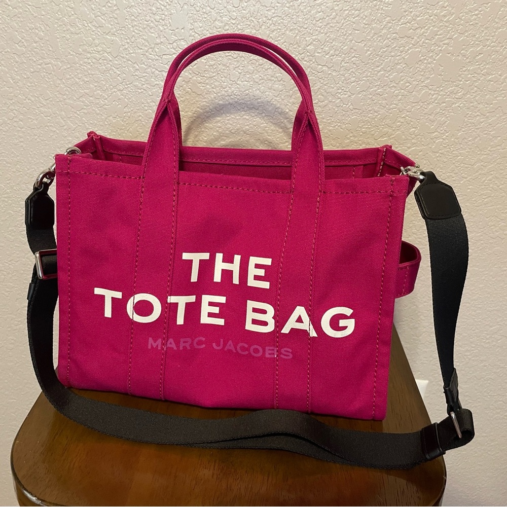 Marc Jacobs Pink Canvas Tote Bag with Adjustable Strap